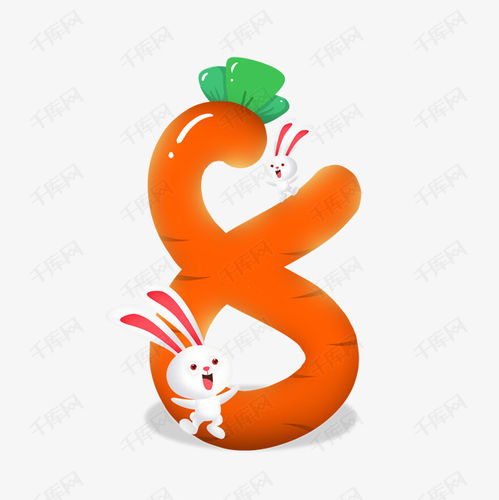 卡通可愛(ài)兒童節(jié)兔子胡蘿卜數(shù)字8藝術(shù)字設(shè)計(jì)
